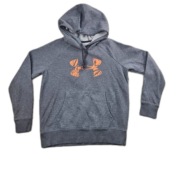 Under Armour Pullover Hoodie Gray Orange Women's Size XS - Picture 1 of 11